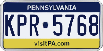 PA license plate KPR5768