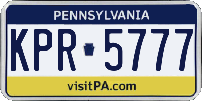 PA license plate KPR5777