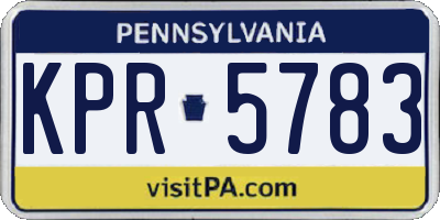 PA license plate KPR5783