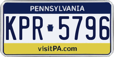 PA license plate KPR5796
