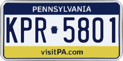PA license plate KPR5801