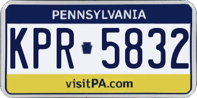PA license plate KPR5832