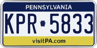 PA license plate KPR5833