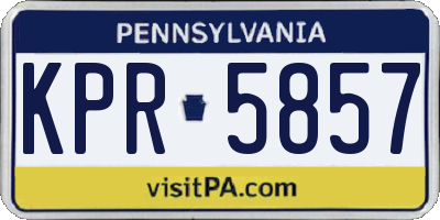 PA license plate KPR5857