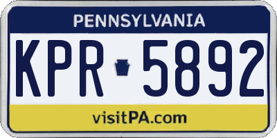 PA license plate KPR5892