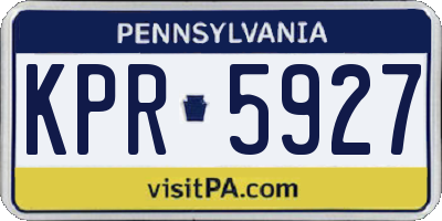 PA license plate KPR5927