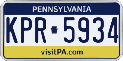 PA license plate KPR5934
