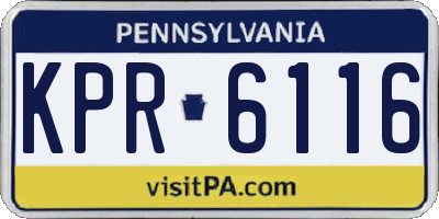 PA license plate KPR6116