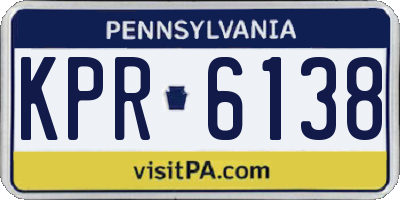 PA license plate KPR6138