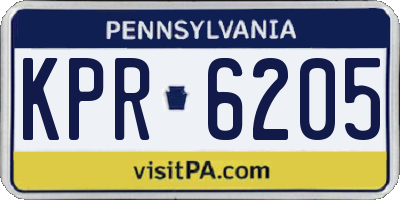 PA license plate KPR6205