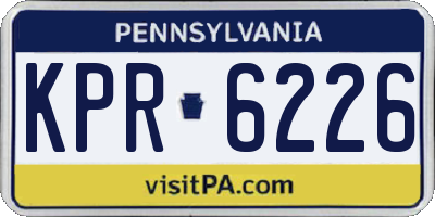 PA license plate KPR6226