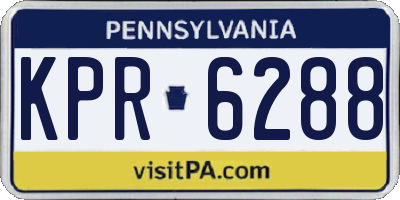 PA license plate KPR6288