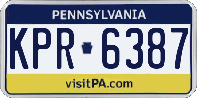 PA license plate KPR6387