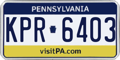 PA license plate KPR6403