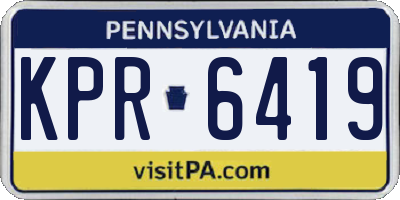 PA license plate KPR6419