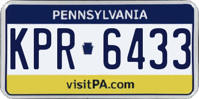 PA license plate KPR6433