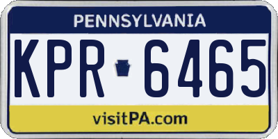 PA license plate KPR6465