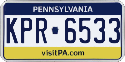 PA license plate KPR6533