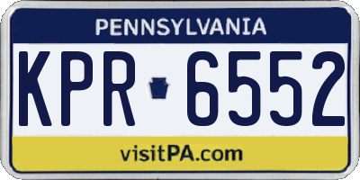 PA license plate KPR6552