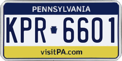 PA license plate KPR6601