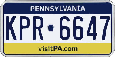 PA license plate KPR6647