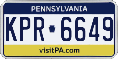 PA license plate KPR6649