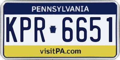 PA license plate KPR6651
