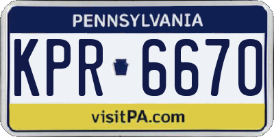 PA license plate KPR6670