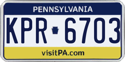 PA license plate KPR6703