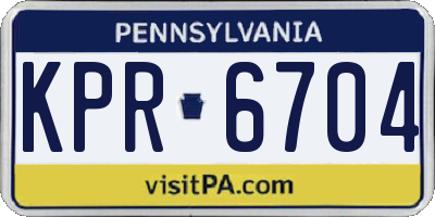 PA license plate KPR6704