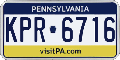 PA license plate KPR6716