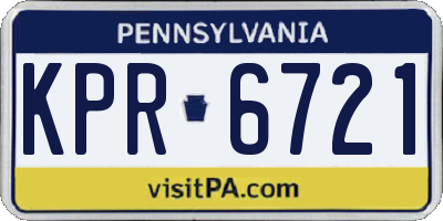 PA license plate KPR6721