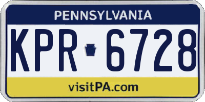 PA license plate KPR6728