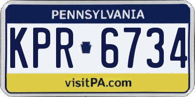 PA license plate KPR6734
