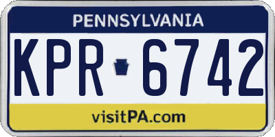 PA license plate KPR6742