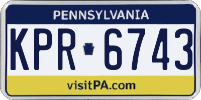 PA license plate KPR6743