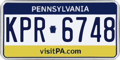 PA license plate KPR6748