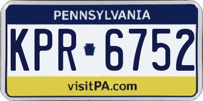 PA license plate KPR6752