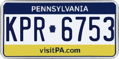 PA license plate KPR6753