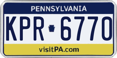 PA license plate KPR6770