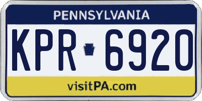 PA license plate KPR6920