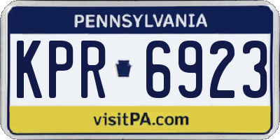 PA license plate KPR6923