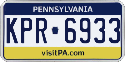 PA license plate KPR6933