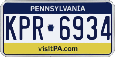 PA license plate KPR6934