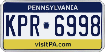 PA license plate KPR6998