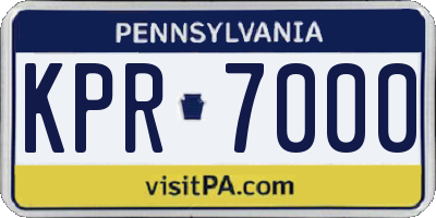 PA license plate KPR7000