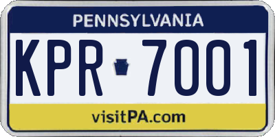 PA license plate KPR7001