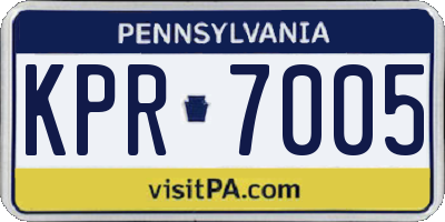 PA license plate KPR7005