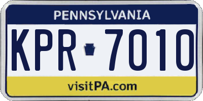 PA license plate KPR7010
