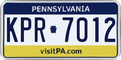 PA license plate KPR7012